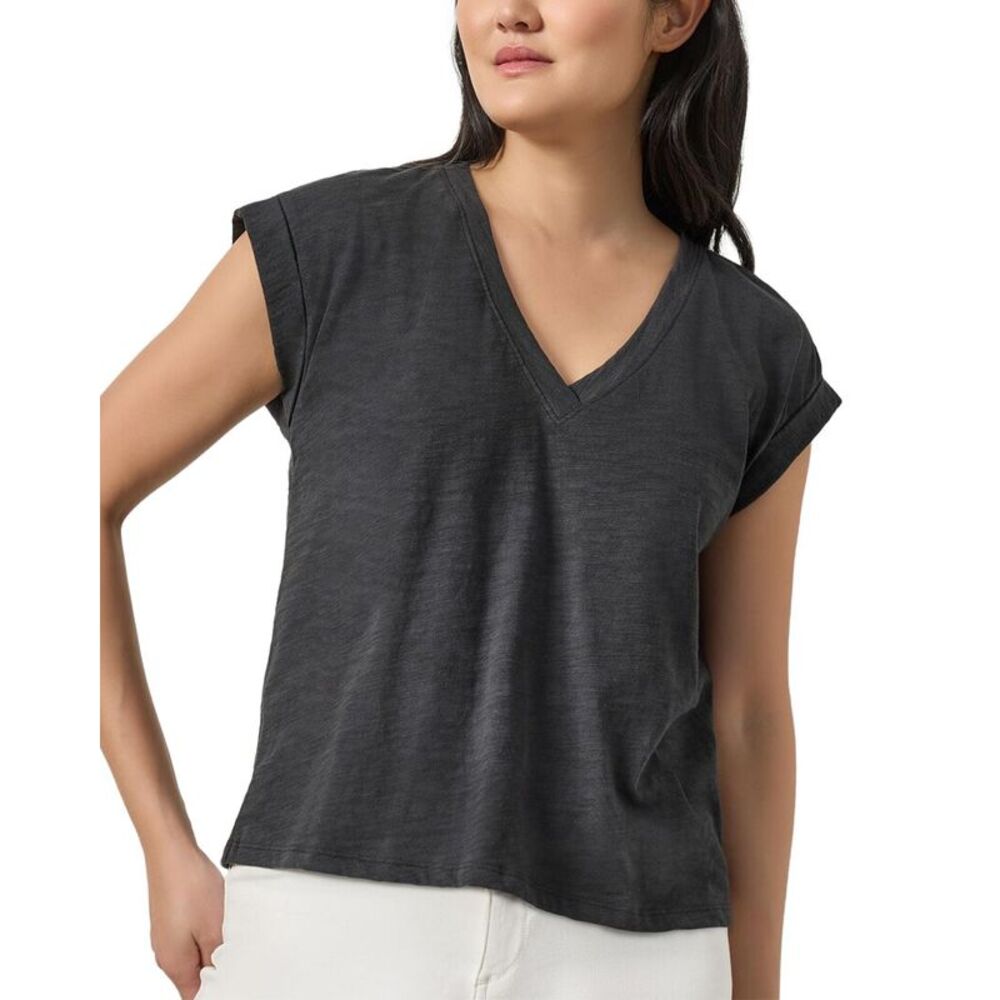 Lilla P Womens  Cuffed Sleeve V-Neck